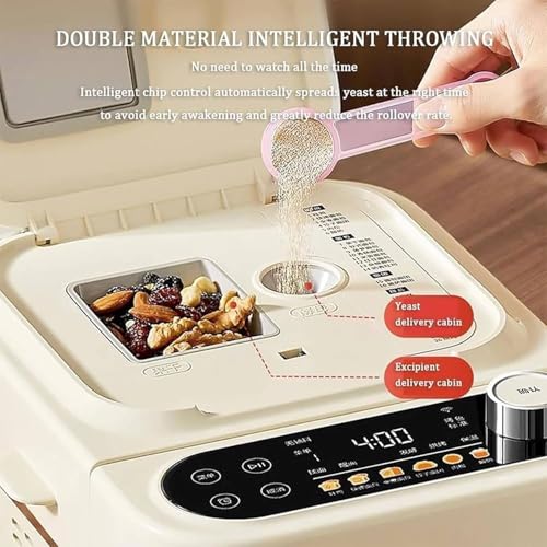 Brotbackautomat, Edelstahl Automatischer Spender, 500g Kapazität, 26 voreingestellte Funktionen, LCD-Touchpanel, Teigbereiter & Marmeladenfunktion – Bild 6