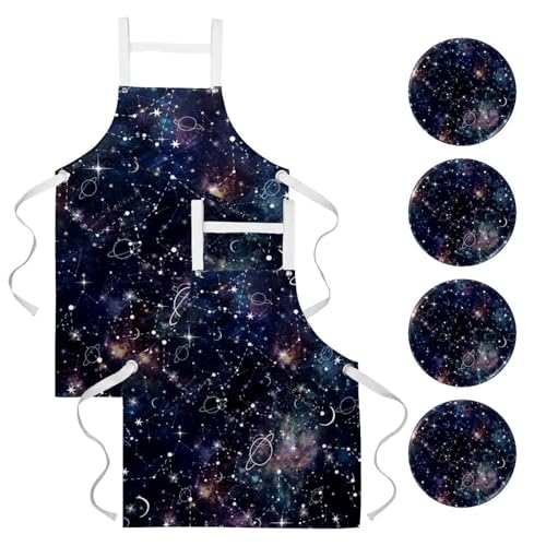Tablier de serveuse galaxie pour la pâtisserie et le nettoyage de la maison avec broches