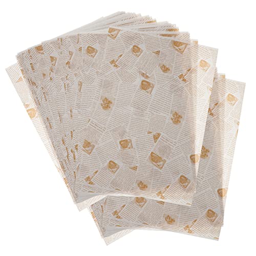 AUTSUPPL 100sheets Oil Craft Paper for Baking Vintage Design Grease Packaging for Restaurants Bakeries Cafes Snack Mat Paper for Food Presentation