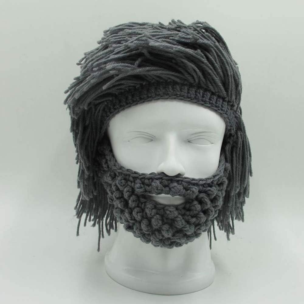 YEKEYI Kids Adult Beard Viking Knit Hat Barbarian Beanie Cap Handmade Knitted Funny Skull Cap - Image 3