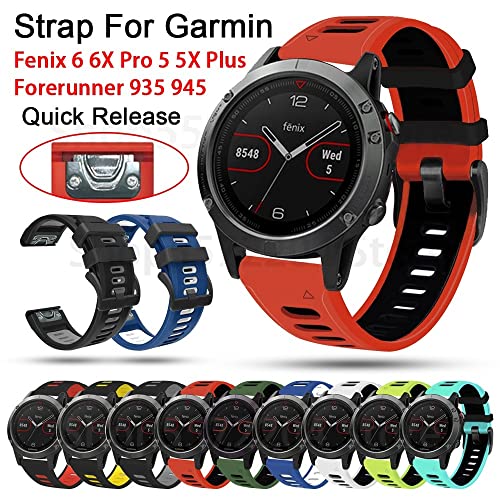 Correa de silicona de liberación rápida para Garmin Fenix 6 y 5X anti sudores 2