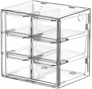 Drawer Organizer Stackable Acrylic Storage Bin with Transparent Desktop Container Multifunctional Organizer for Supplies Suitable for Washroom Counter Vanity Craft Room, 4266 6-Grid Drawer