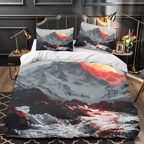 Housse de couette montagne avec zip invisible pour changer votre lit sans effort