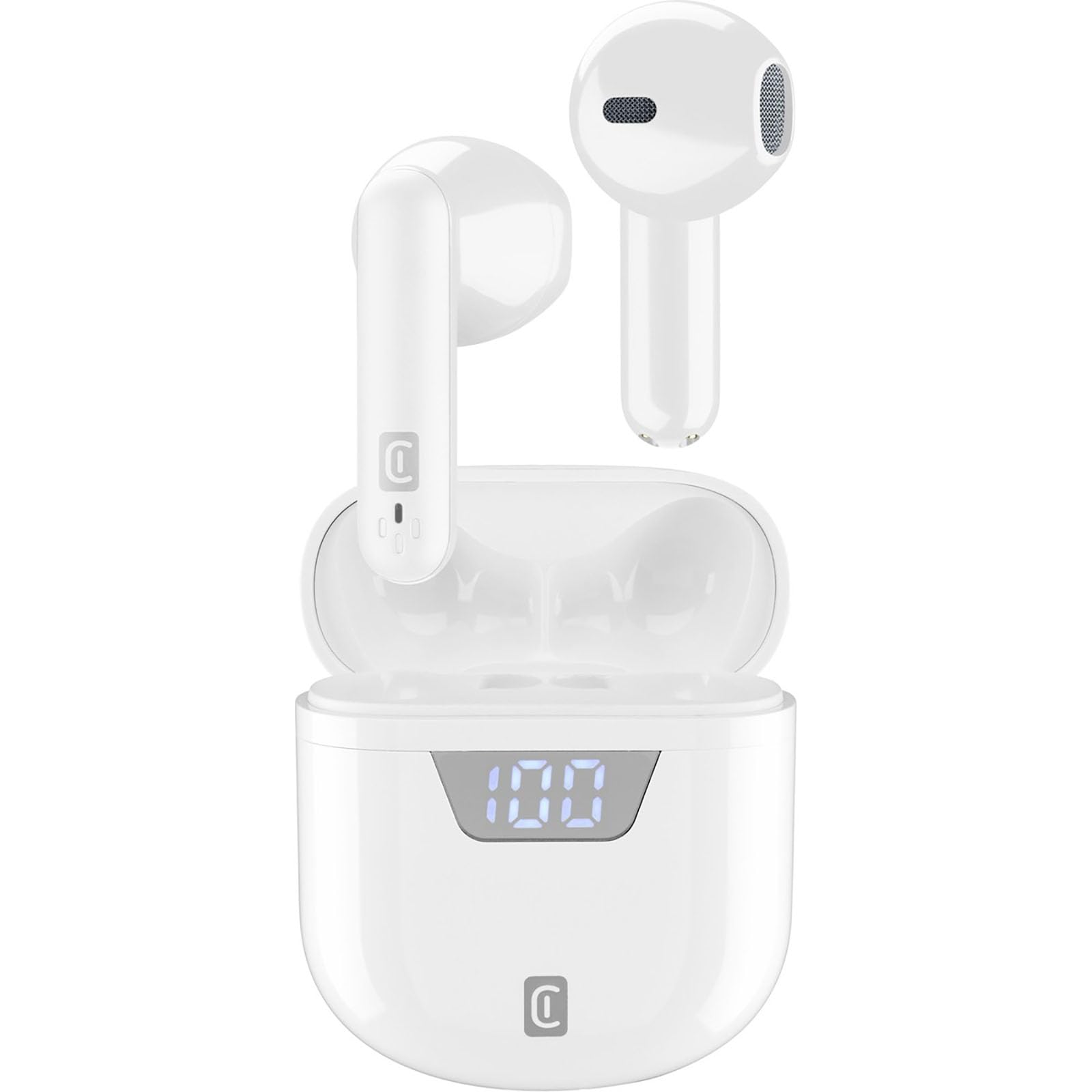 cellularline - Seek - Cuffiette Auricolari Bluetooth 5.0 HiFi Stereo con Custodia di ricarica - Autonomia Totale di 15 Ore - Ricarica 2 Ore - Portata 10 Mt - Universale - Bianco