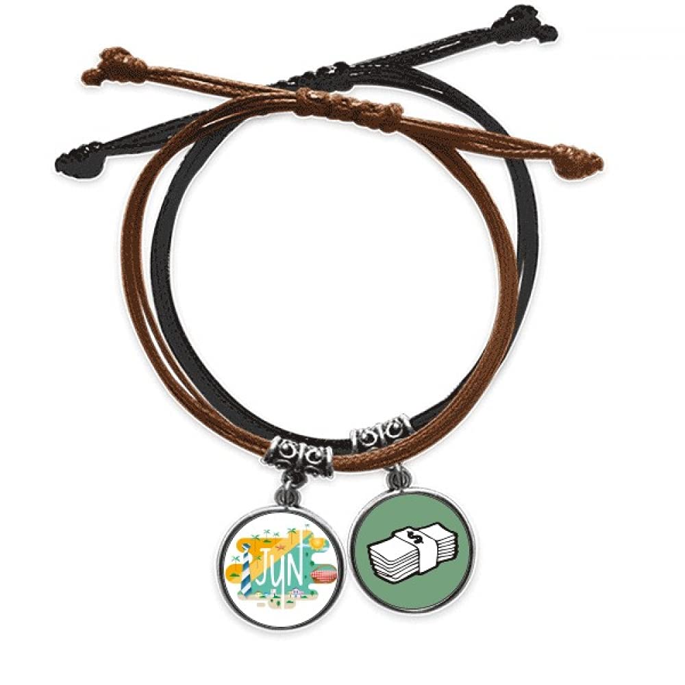 Cadena cuero dinero pulsera ilustrada de junio de alta calidad 3