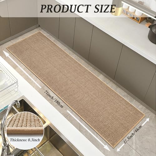 Tapis de sol en caoutchouc grand format Artnice beige pour couloir et cuisine