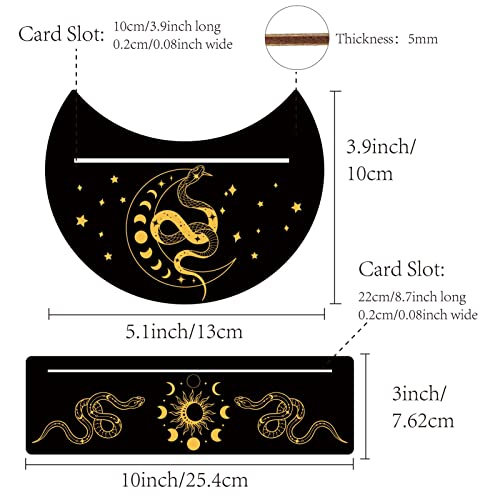 GORGECRAFT 2 Pieces Wooden Tarot Card Stand Black Tarot Card Holder 5" Moon Shape and 10" Rectangle Wood Tarot Cards Altar Stand Display Holder Witch Divination Ceremonial Tools - Image 2