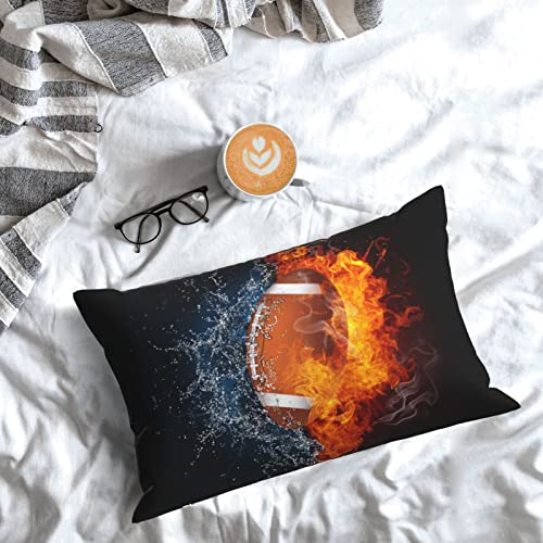 30 X 20 Inch Football Pillowcase For Boys Room, Sports-Themed Decorative Throw Pillow Cases Cushion Covers With Cool Fire And Water Pattern For Men Teens Kids Adults Couch Sofa Bedroom Car Chair #TOP6