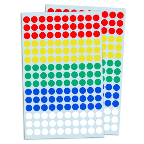 Image of 3000 Pieces, 10 mm Coloured Stickers Labels - 5 Colours