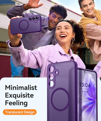 Image of CANSHN Designed for Samsung Galaxy S25 Plus Case (2025) [Full Camera Protection] [Compatible with Magsafe] Translucent Matte Back Protective Phone Cover, Deep Purple