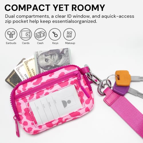Image of Small Wristlet Wallets for Women with Clear ID Window, Keychain Coin Purse | Organized Interior with 3 Card Slots, Inner Mesh Pouch, Lipstick Holder, Metal Key Ring and Detachable Wrist Strap