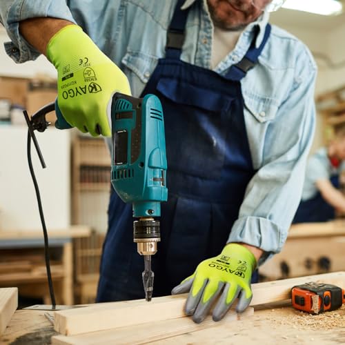 Image of KAYGO Safety Work Gloves for Men Women, PU Coated Palm & Fingers, KG11P | Smooth Grip, Breathable & Lightweight, 13-Gauge Seamless Knit, for Light Warehouse, Manufacturing, Gardening