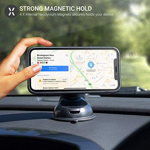 Olixar Magnetic Phone Holder for Car, Mount to Windscreen or Dashboard - (Magnetic Stickers for Phone Provided) - Very Sturdy & Easy to Use - Universal