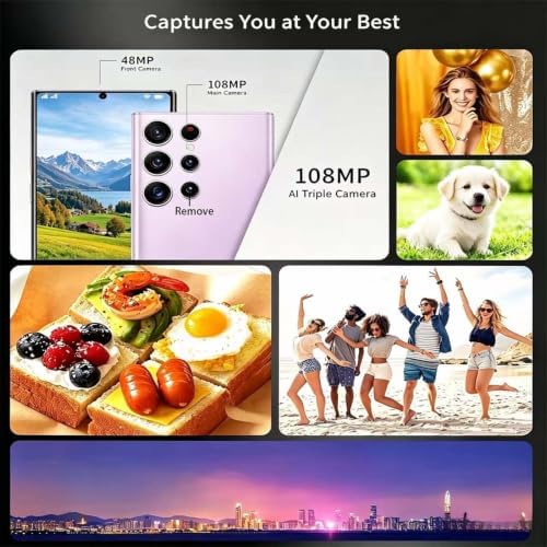 luckeu C24 Ultra 5G Unlocked Smartphone 256GB+8GB Dual SIM Dual Standby Unlocked Cell Phones Android 14.0 Mobile Phone 6800mAh Long Battery Life (Orange) - 3