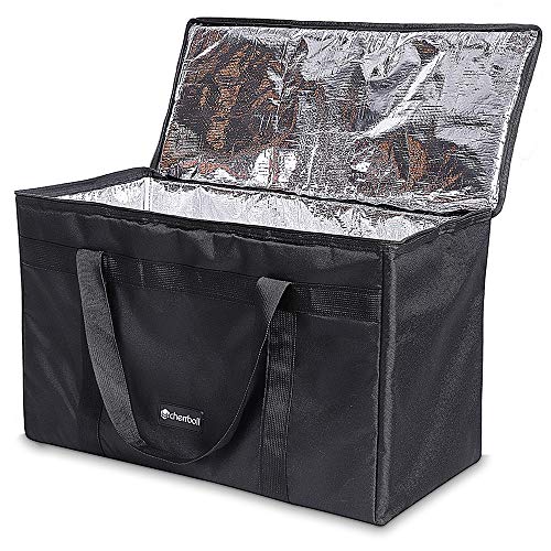 Large Insulated Food Delivery Bag - cherrboll Commercial Grade Reusable Grocery Tote Lunch Box - Lightweight for Shopping, Restaurants, Catering, Uber Eats, Pizza Carry (23.5 x 12 x 15)
