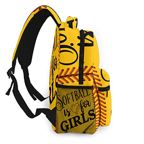 Yellow Softball Backpack for Boys Girls Elementary School Bags Back to School Gift Softball Mom Bookbag 2nd 3rd 4th 5th 6th Grade One Size3