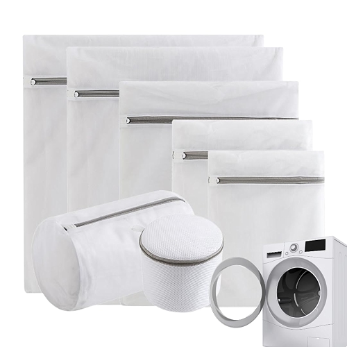 Kit C/7 Sacos Protetores para Lavagem de Roupas na Máquina | Rede de Malha com Zíper Reforçado | Organizadores Multifuncionais para Viagem, Tênis, Lingerie e Roupas Delicadas | Exclusivo Izal®