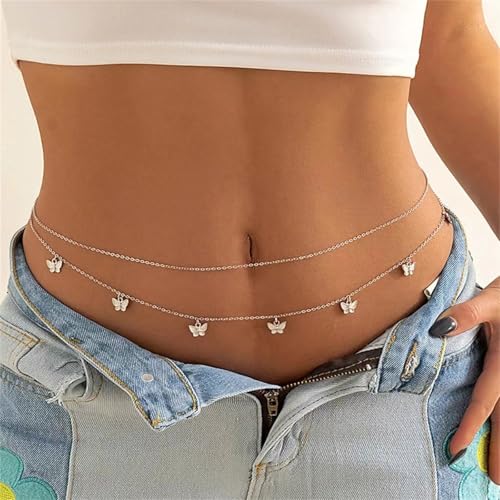 Metal Chain Waist Decoration Multi-layer Body Chain Butterfly Metal Tassel Belt4