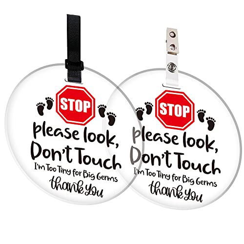 Image of Funny Do Not Touch Baby Signs, Cute Baby Car Seat Sign for Newborn Baby, Baby Girl, Baby Boy, Pregnancy Gift for New Mom, Parent, New Dad, Baby Basket Tag for Baby Preemie, Baby (Baby5)
