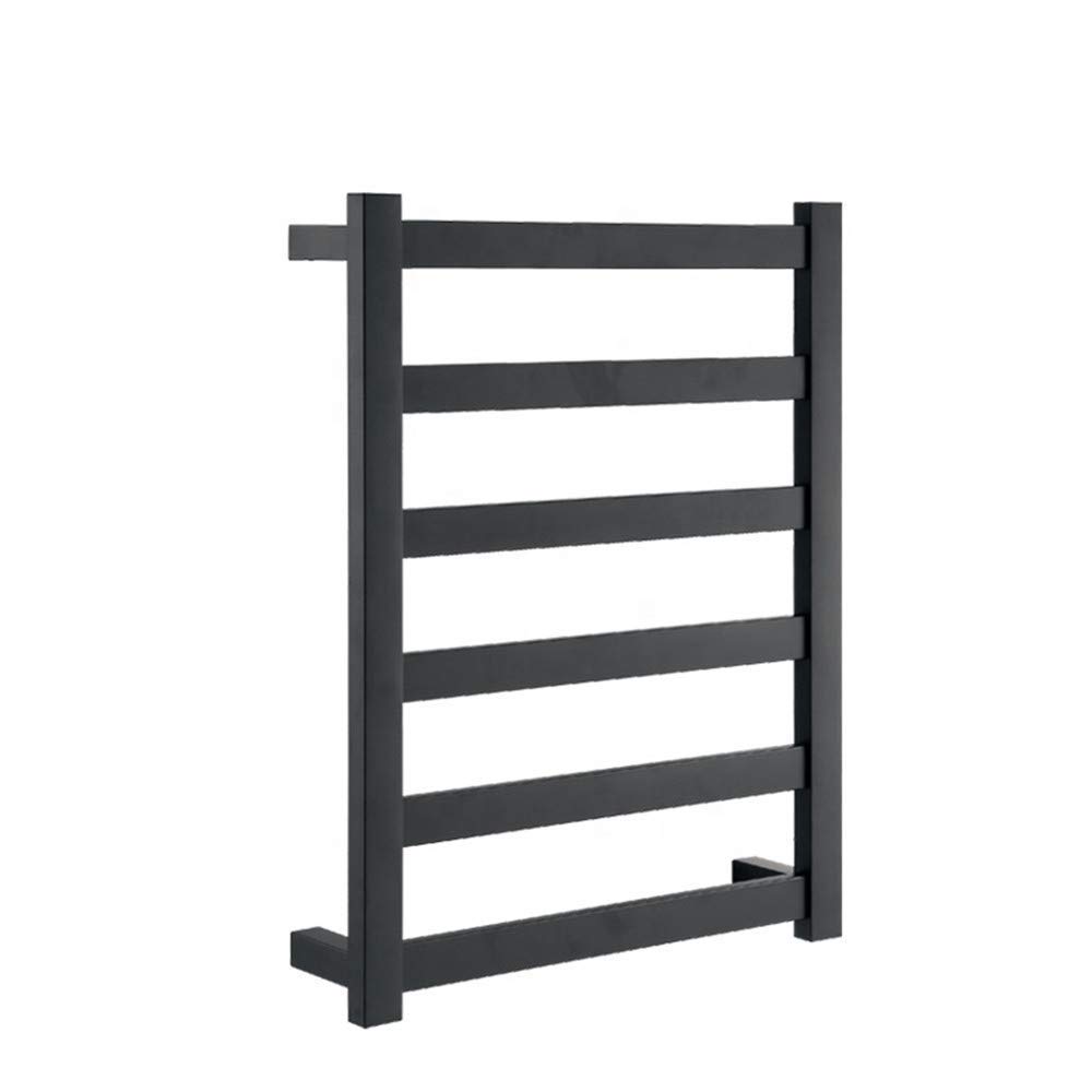 MSUDGH Towel Warmer, Wall Mounted Heated Towel Rail Radiator Square Electric Towel Rack Matte Black Towel Rack and Drying Rack for Home Bathroom