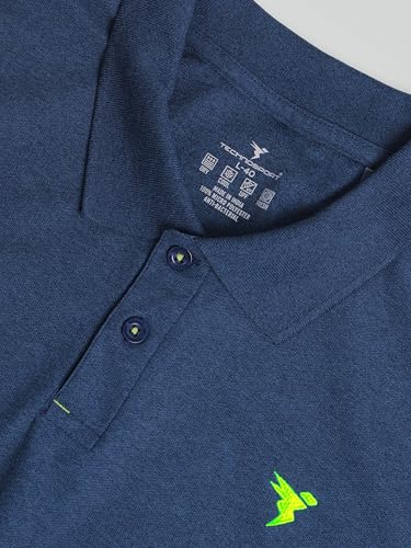Image of TECHNOSPORT Mens Slim Fit Self-Design Half Sleeve Polo T-Shirt for with Matpiq for Sports and Regular Uses