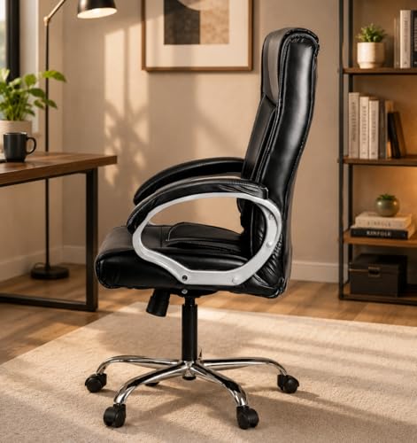 Image of GOYALSON Doctor Ortho Lumbar Support Spine Care High Back Office Executive Boss Black Revolving Chair | Made in India (Black New)