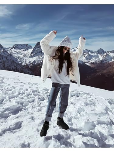 TEMOFON Winter Snow Boots for Women: Waterproof Warm Fur Lined Walking Outdoor Ankle Booties Slip on Snow Shoes Size 5-124