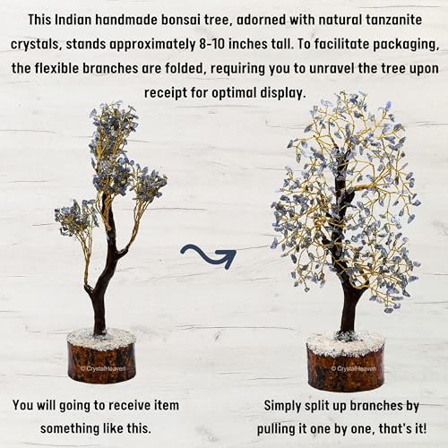 Image of Certified Tanzanite Crystal Tree for Good Luck - Healing Crystals Money Tree for Wealth, Positive Energy at Home Office - Decorative Spiritual Gifts for Vastu, House Warming