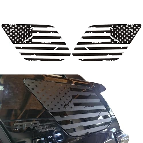Image of Precut American Flag Decal Car Rear Side Window Sticker Matte Black Rear Quarter Window DIY Sticker Left and Right Side Window Cling Car Exterior Decoration Accessories, for 4Runner 2010-2023