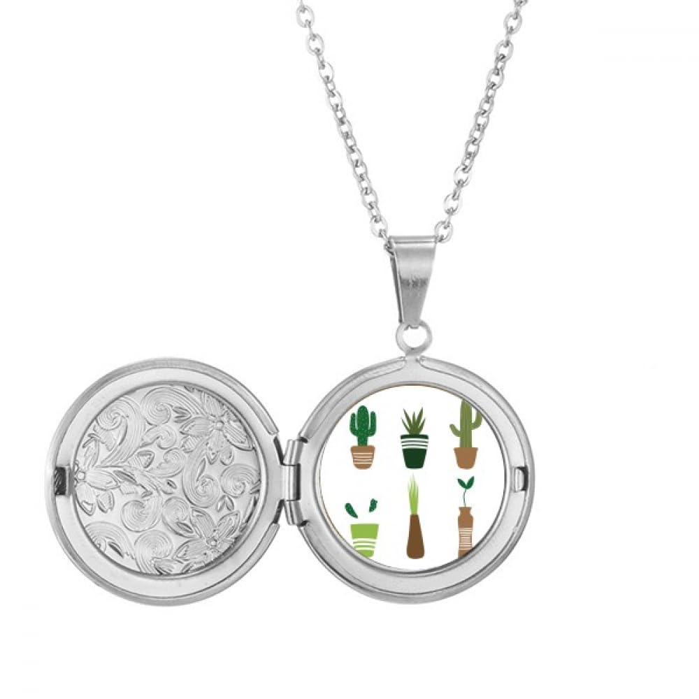 Collier médaillon cactus en pot pendentif original anniversaire - 5