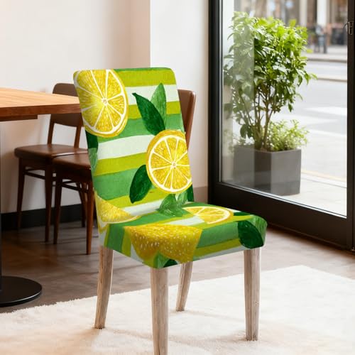 Image of Nuxovilar 2PCS Lemon Green Stripe Stretch Chair Covers 23.6x70in