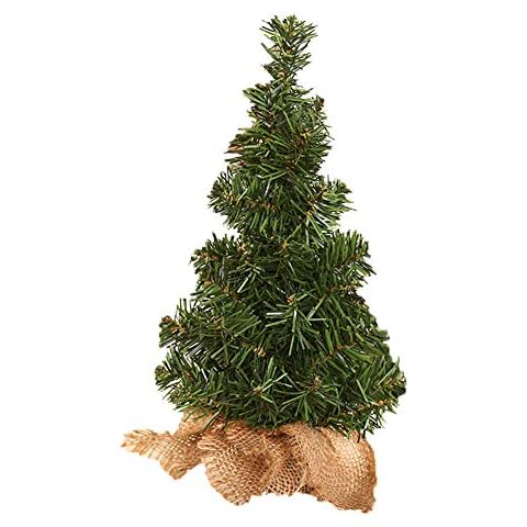 Mini árbol de Navidad artificial de arpillera para decoración de escritorio Cover