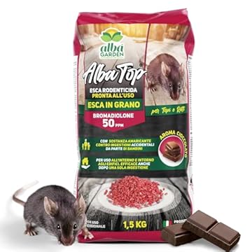Albagarden - Albatop Veleno Per Topi, Esca Topicida In Grani X 1,5 Kg - Ratticida Potente Utilizzabile Con Trappola Per Topi Haccp - MAXI 1,5 KG