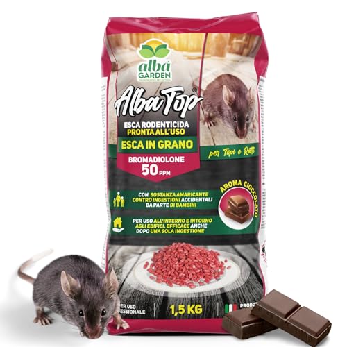 Albagarden - Albatop Veleno Per Topi, Esca Topicida In Grani X 1,5 Kg - Ratticida Potente Utilizzabile Con Trappola Per Topi Haccp - MAXI 1,5 KG