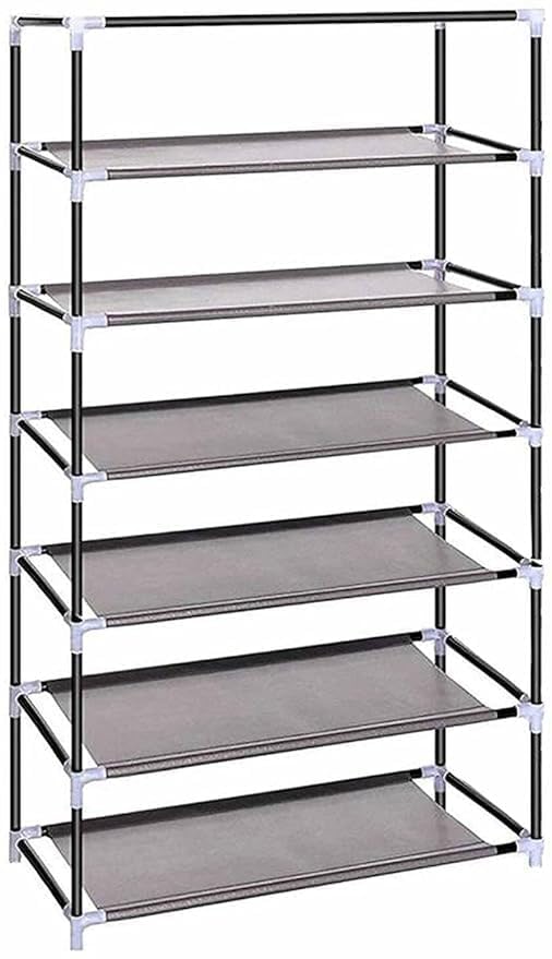 Image of Collapsible Wardrobe 6 Shelves Storage Clothes Storage Rack Quick Wardrobe /Cabinet /Multipurpose Storage Rack, Foldable, Collapsible Fabric Organizer for Home Office (FIROZI, 6 Layer)