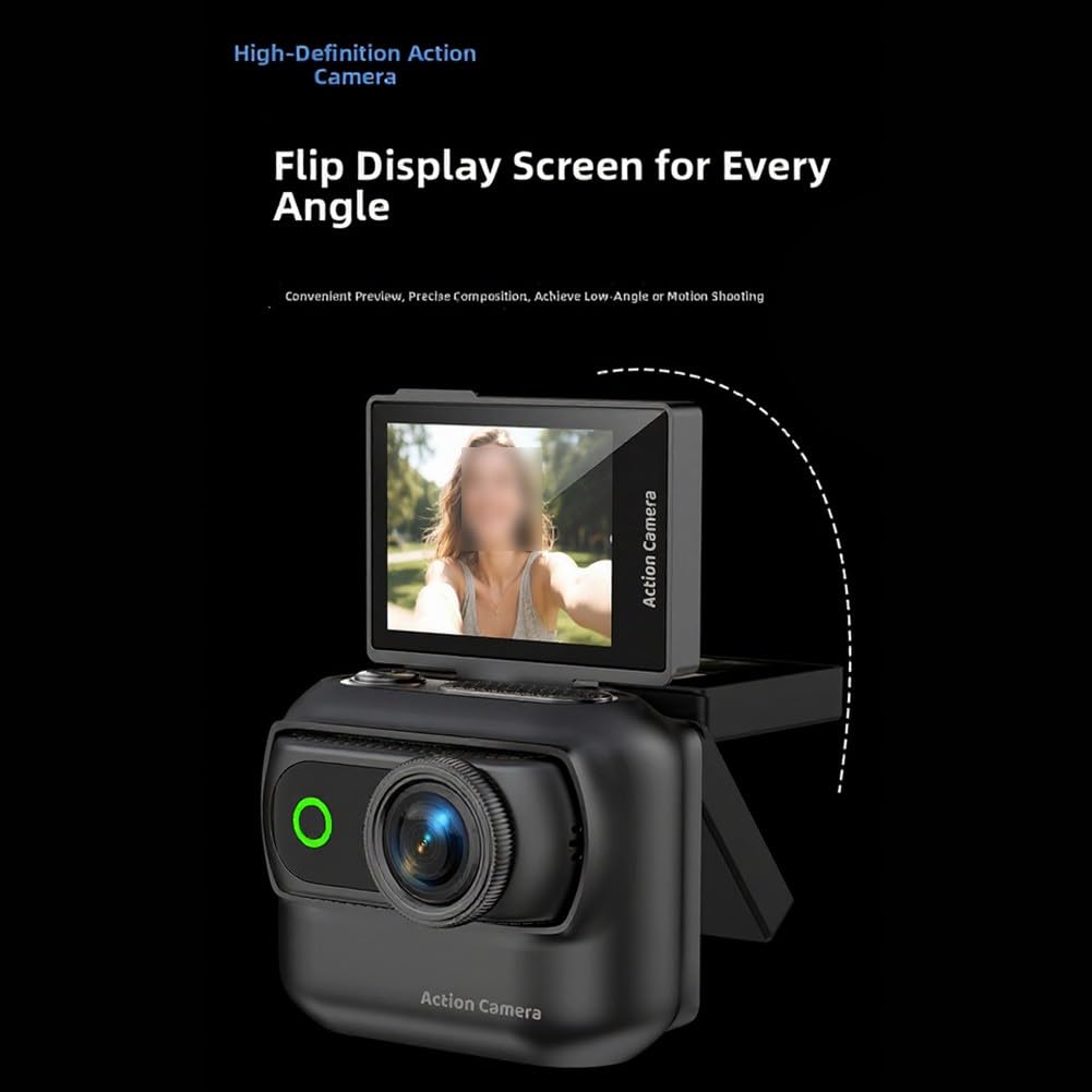 Per Action Camera Panoramica Compatta con Anti-Shake, WiFi Supporto Magnetico Outdoor Ciclismo e Avventure Bianco