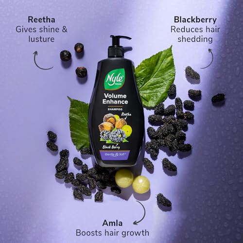 Image of Nyle Naturals Volume Enhance Shampoo |For Voluminous Hair |With Reetha, Blackberry & Amla |Gentle & Soft Shampoo For Men & Women, 400ml
