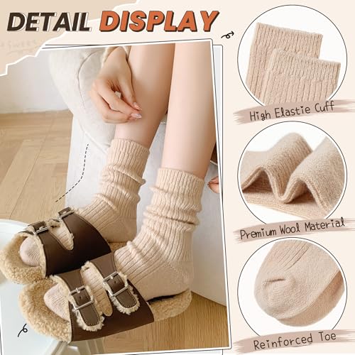 Eocom Womens Merino Wool Boot Socks Knit Warm Winter Cozy Thermal Hiking Dress Crew Socks 5 Pairs4
