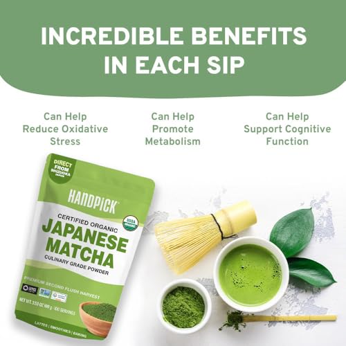 Image of HANDPICK Japanese Organic Matcha Green Tea Powder(100 Servings)USDA Organic
