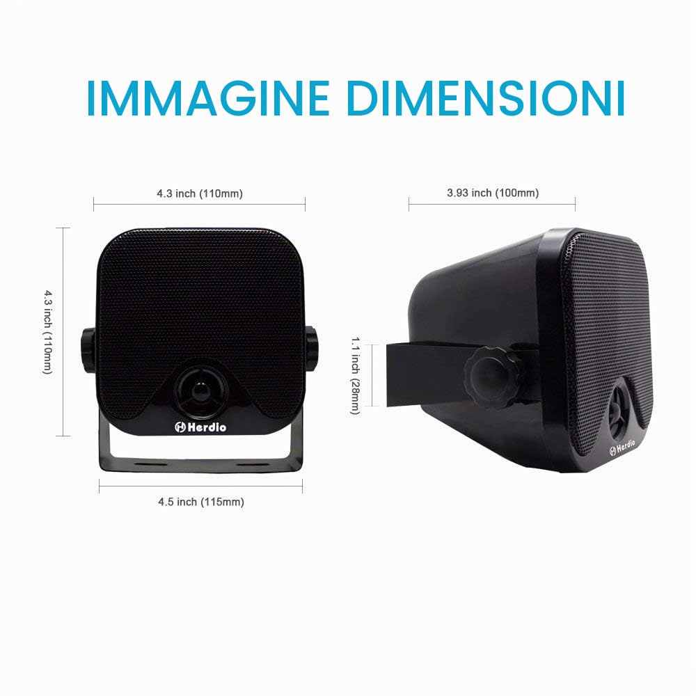 Herdio Diffusori Esterni Da 100 W 4" Sistema Stereo Impermeabile Marino per Barca, Ristorante, Negozio, Giardino, Camper, Camion ATV UTV Motocicletta. (Vendute a Coppia)