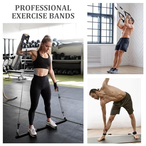 Kit de barra de Pilates com 3 conjuntos de faixas de resistência, equipamento multifuncional de trei