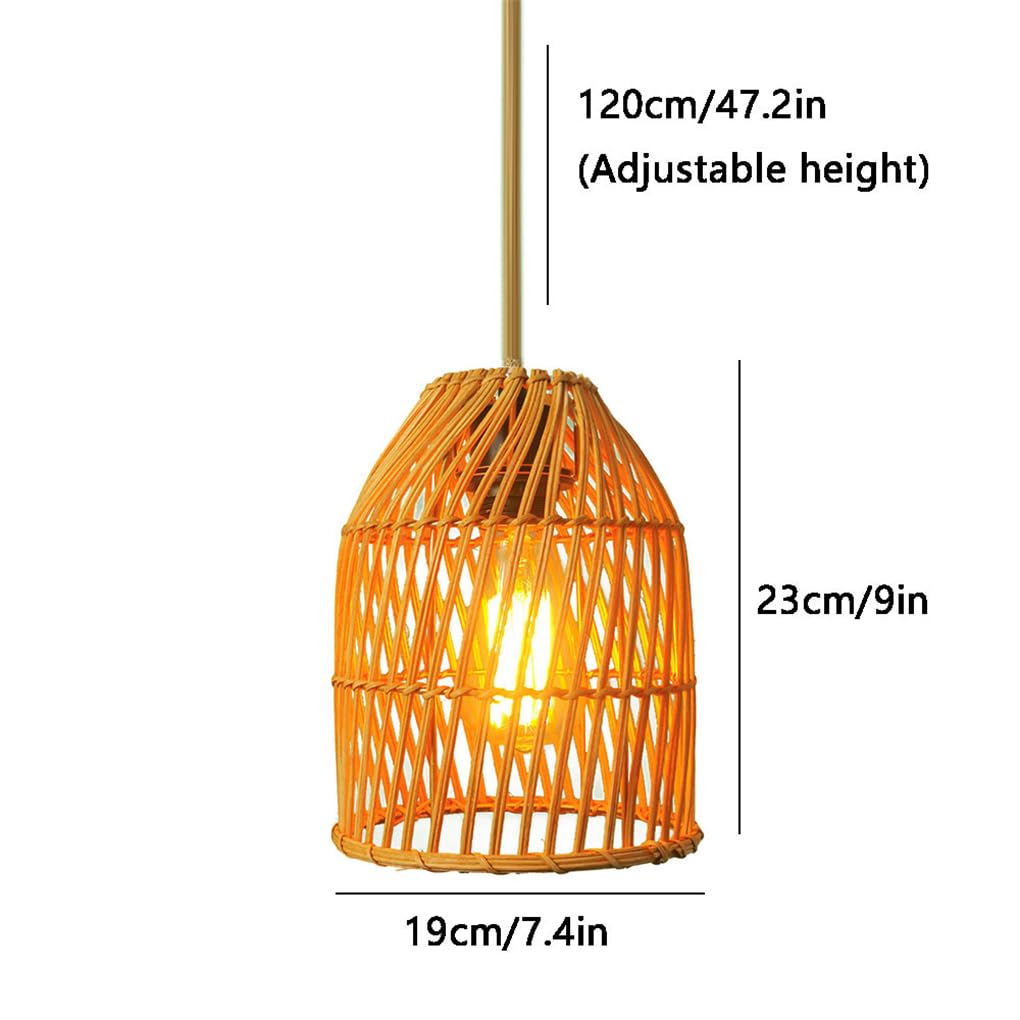 Lampy wiszące do sypialni E27 1 lekka lampa wisząca z ciepłym żółtym światłem. Klosz lampy rattanowej wykwintna lampa wisząca wiklinowa do jadalni