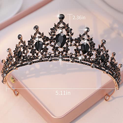 Kamirola - Queen Crown And Tiara Princess Crown For Women And Girls Crystal Headbands For Bridal, Gothic Halloween Costumes For Women Prom Halloween Accessories (Black) #TOP1