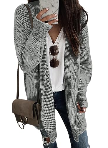 Image of Sidefeel Cardigan Sweaters for Women 2026 Fall Outfits | Soft Cozy Warm Cardigans, Checkered Long Sleeve Open Front, Chunky Knit Oversized Sweater Coats, Casual Office Wear