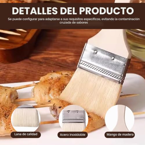 Miniatura 3 de 3 Piezas Juego De Pinceles Repostería Clásicos, Pincel Cocina Cerdas Naturales, Para Pasteles, Parrilla, Aceite, Mantequilla Y Huevos, Disponible 3 Tamaños: 16 X 4,4 Cm, 17 X 3,5 Cm Y 17 X 2,4 Cm