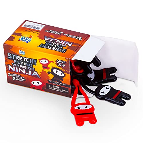 PICK A TOY Stretchy Flying Ninjas 24-Pieces, Slingshot Toys for Boys And Girls, Easter Egg Filler, Karate Birthday Goodie Bags Stuffer And Ninja Party Favors Supplies