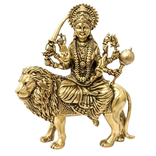 Image of Brass Durga Maa Ji Idol, Vastu Remedy for Protection (5 Inch, 370 g)