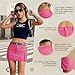 Womens Hot Pink Skirts Trendy Y2k Low Rise Summer Mini Skirt with Pockets Demin Bodycon Cargo Skirts Hot Pink L