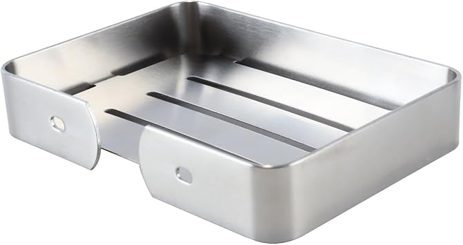 Stainless Steel Soap Dish Holder Wall Mounted Rectangular Dish for Bar Soap Shower Sink Tub 304 Stainless Steel Brushed Finish