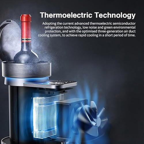 Portable Electric Wine Chiller - Single Bottle Cooler with LED Light, Digital Display, Adjustable 2-20°C, Iceless Design for Home, Parties, Travel & Picnics (Black)